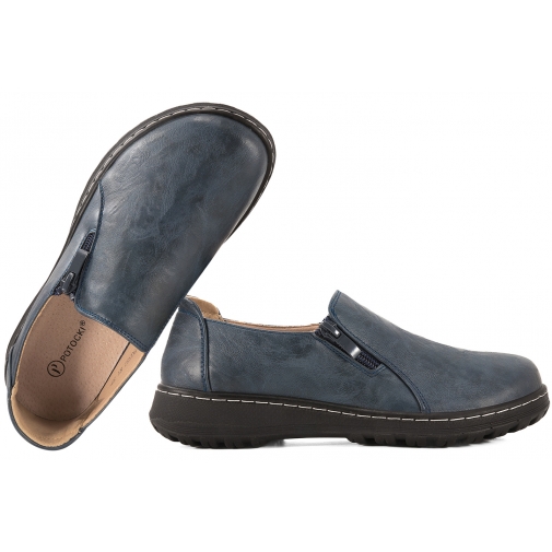 POTOCKI 25-90352NV PÓŁBUTY DAMSKIE MOKASYNY Z ZAMKIEM EKO granatowe