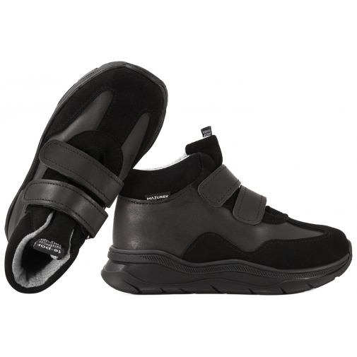 MAZUREK 1366 WODOODPORNE TRZEWIKI Z MEMBRANĄ PÓŁBUTY SKÓRA czarne