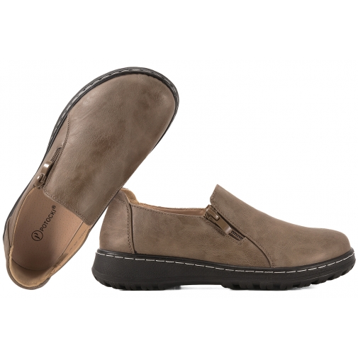 POTOCKI 25-90352KH PÓŁBUTY DAMSKIE MOKASYNY Z ZAMKIEM EKO khaki