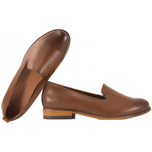 POTOCKI 25-19337BR PÓŁBUTY DAMSKIE LORDSY MOKASYNY brązowe