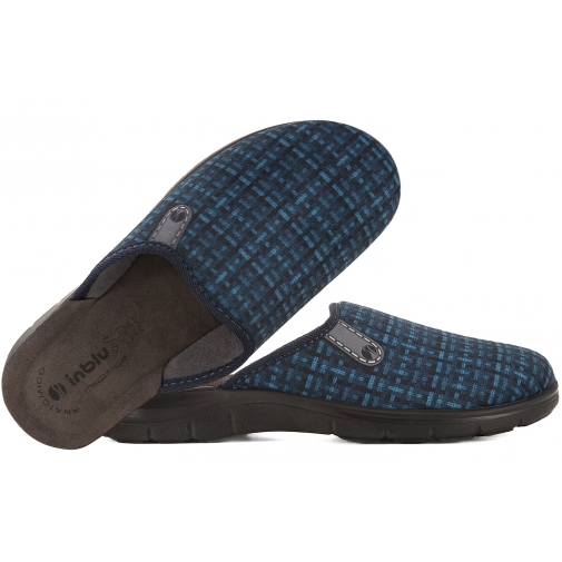 INBLU BG-61 TEKSTYLNE DOMOWE MĘSKIE KAPCIE PAPCIE KLAPKI SKÓRA PU granatowe
