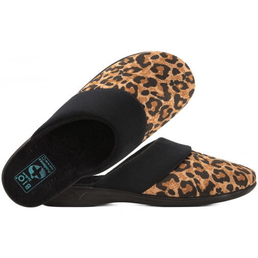 ADANEX 29812 TEKSTYLNE DOMOWE DAMSKIE KAPCIE PAPCIE KLAPKI BIO PU panterka