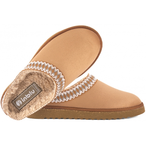 INBLU EY-30 OCIEPLANE TEKSTYLNE DOMOWE DAMSKIE KAPCIE PAPCIE KLAPKI PU camel