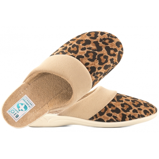 ADANEX 29813 TEKSTYLNE DOMOWE DAMSKIE KAPCIE PAPCIE KLAPKI BIO PU panterka