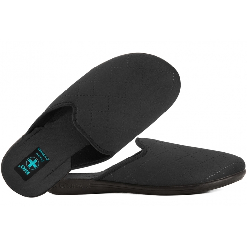 ADANEX 29997 TEKSTYLNE DOMOWE MĘSKIE KAPCIE PAPCIE KLAPKI BIO PU czarne