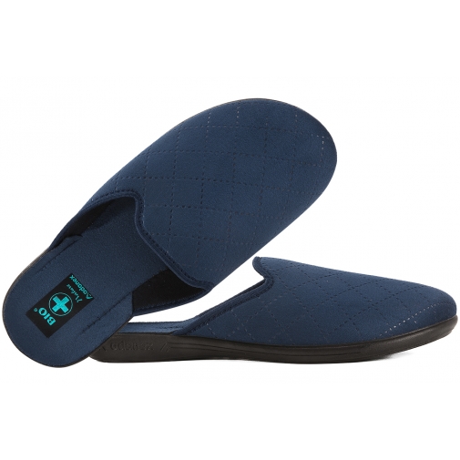 ADANEX 29996 TEKSTYLNE DOMOWE MĘSKIE KAPCIE PAPCIE KLAPKI BIO PU granatowe