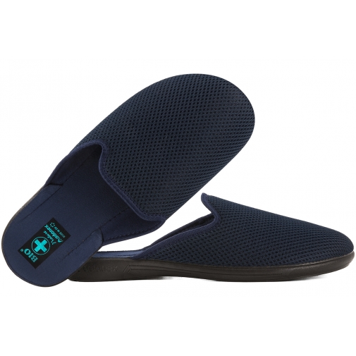 ADANEX 29993 TEKSTYLNE DOMOWE MĘSKIE KAPCIE PAPCIE KLAPKI BIO PU granatowe