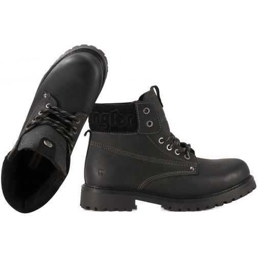 WRANGLER 20253059.11A TRZEWIKI ZIMOWE MĘSKIE TRAPERY OCIEPLANE czarne