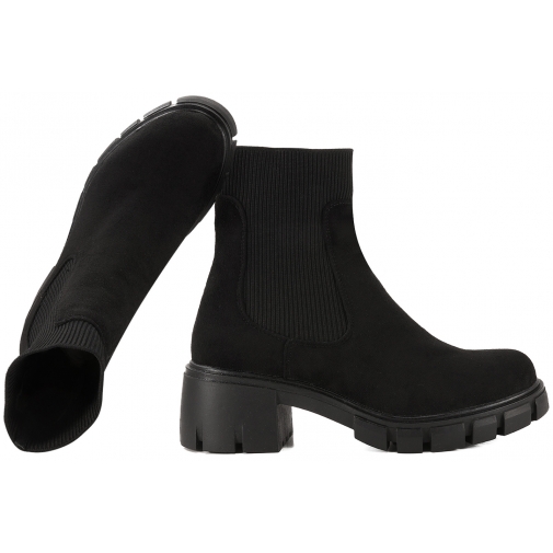 FILIPPO DBT4222 KOZACZKI OCIEPLANE ZIMOWE DAMSKIE BOTKI EKO ZAMSZ czarne