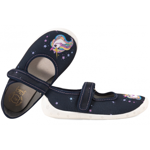 RAWEKS DOROTKA D41 BALERINKI TEKSTYLNE DZIEWCZĘCE DOMOWE KAPCIE skóra wkładka