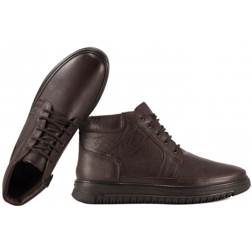NANDOO 1804 TRZEWIKI OCIEPLANE ZIMOWE CASUAL MĘSKIE SKÓRZANE c.brąz