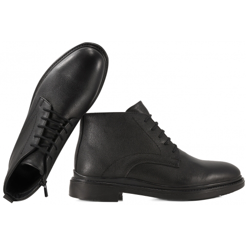 NANDOO 1806 TRZEWIKI OCIEPLANE ZIMOWE CASUAL MĘSKIE SKÓRZANE czarne