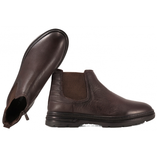 NANDOO 2001-F TRZEWIKI SZTYBLETY OCIEPLANE ZIMOWE CASUAL MĘSKIE SKÓRZANE c.brąz