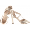 BRAVO MODA 1858 SANDAŁY DAMSKIE SZPILKI SKÓRZANE złoto grid
