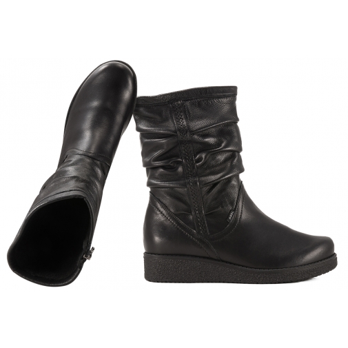 AXEL 4055 KOZAKI SKÓRZANE OCIEPLANE DAMSKIE BOTKI ZIMOWE NA KOTURNIE czarne
