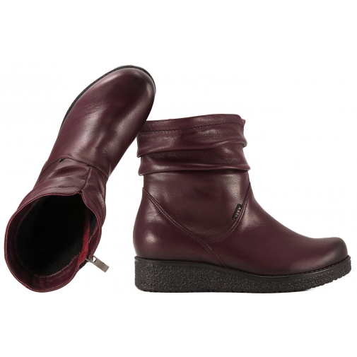 AXEL 4092 KOZACZKI SKÓRZANE OCIEPLANE DAMSKIE BOTKI ZIMOWE NA KOTURNIE rubin