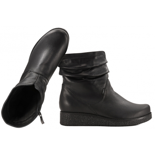 AXEL 4092 KOZACZKI SKÓRZANE OCIEPLANE DAMSKIE BOTKI ZIMOWE NA KOTURNIE czarne