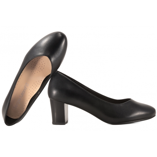 SERGIO LEONE PB177 CZÓŁENKA DAMSKIE PÓŁBUTY NA OBCASIE czarne