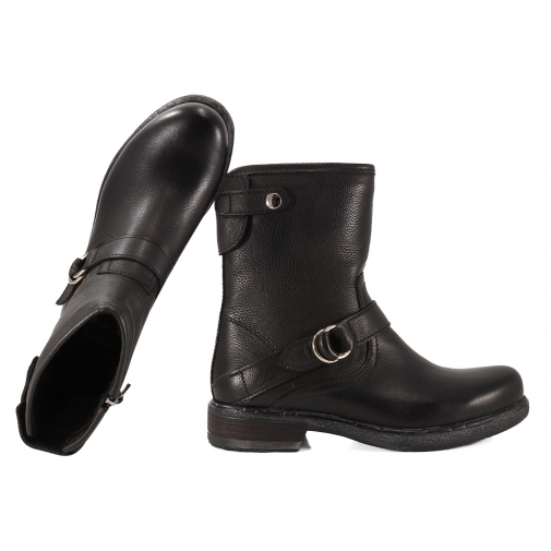SIMEN 9759 SKÓRZANE KOZACZKI DAMSKIE ZIMOWE BOTKI OCIEPLANE czarne