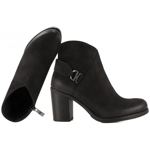 GAMIS 3159 KOZACZKI SKÓRZANE DAMSKIE BOTKI ZIMOWE OCIEPLANE NA OBCASIE