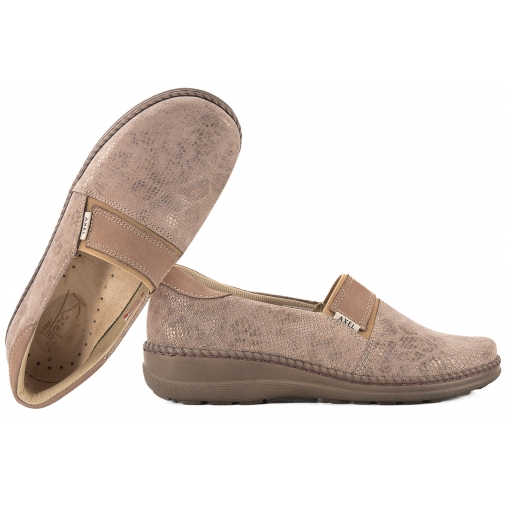 AXEL 1727 COMFORT PÓŁBUTY DAMSKIE MOKASYNY TĘGOŚĆ H beż pyton