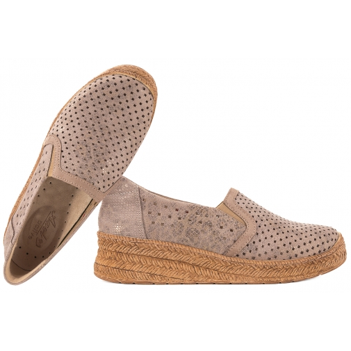 AXEL 1907 COMFORT AŻUROWE PÓŁBUTY DAMSKIE MOKASYNY ESPADRYLE TĘGOŚĆ H beż pyton