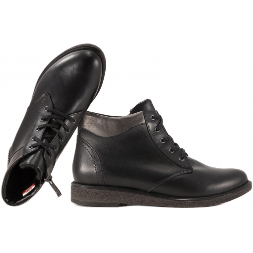 AXEL 1717 TRZEWIKI OCIEPLANE ZIMOWE BOTKI SKÓRZANE DAMSKIE czarne