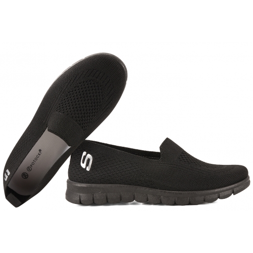 POTOCKI 25-16327 WSUWKI TEKSTYLNE TENISÓWKI AŻUROWE DAMSKIE czarne