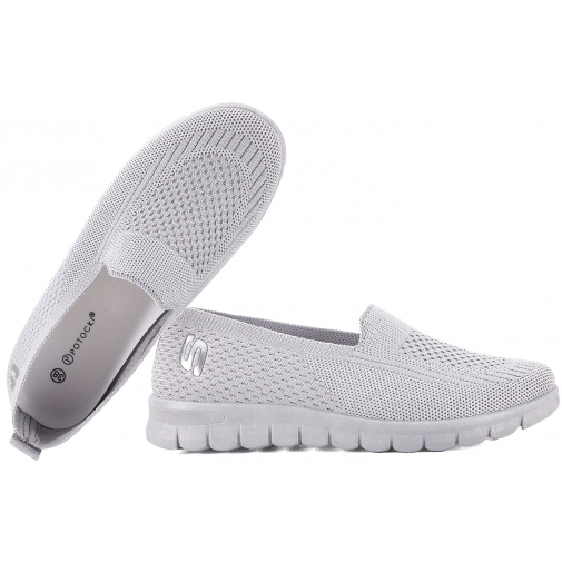 POTOCKI 25-16327 WSUWKI TEKSTYLNE TENISÓWKI AŻUROWE DAMSKIE szare