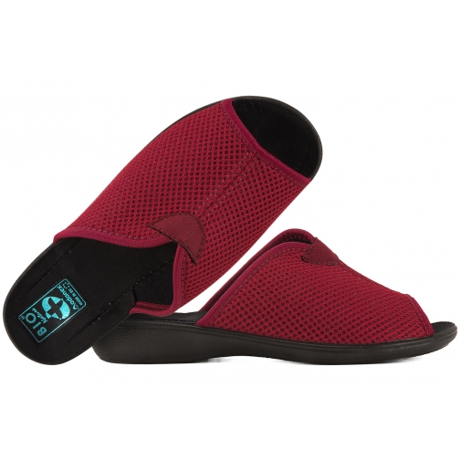 ADANEX 30266 KLAPKI TEKSTYLNE DOMOWE DAMSKIE KAPCIE PAPCIE BIO PU bordowe