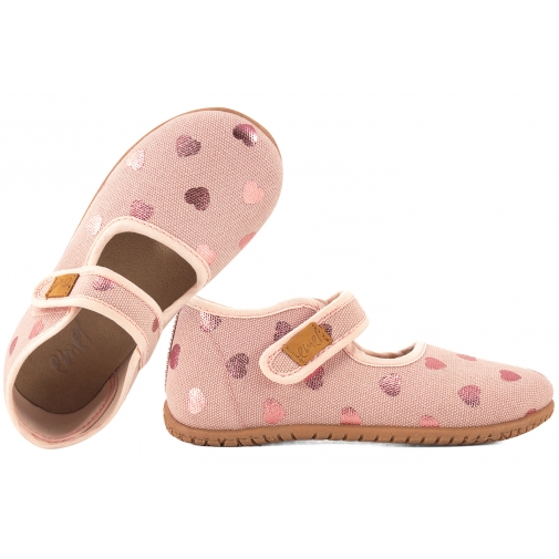 EMEL 103-5 BALERINKI TEKSTYLNE DZIEWCZĘCE DOMOWE KAPCIE PAPCIE RZEP różowe