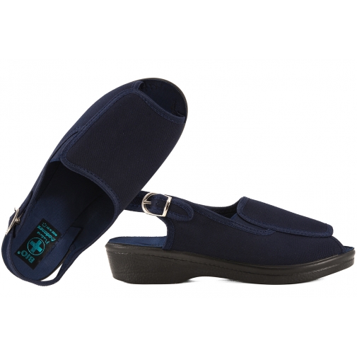 ADANEX 29633 SANDAŁY TEKSTYLNE SANITARNE DAMSKIE KOTURN BIO PU granatowe