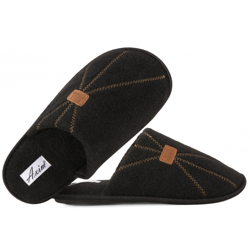 AXIM 9P24079 TEKSTYLNE DOMOWE MĘSKIE KAPCIE PAPCIE KLAPKI czarne