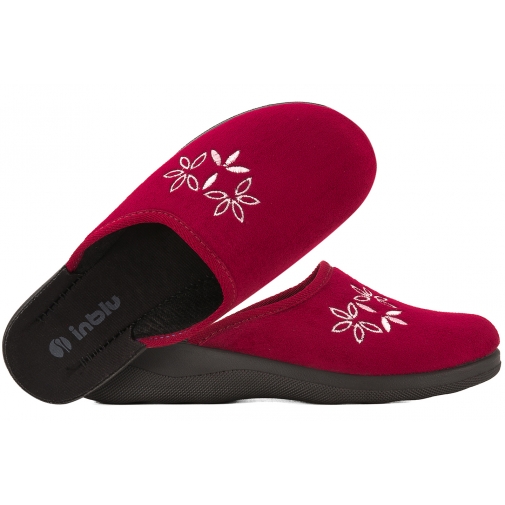 INBLU CU-5H TEKSTYLNE DOMOWE DAMSKIE KAPCIE PAPCIE KLAPKI PU bordowe