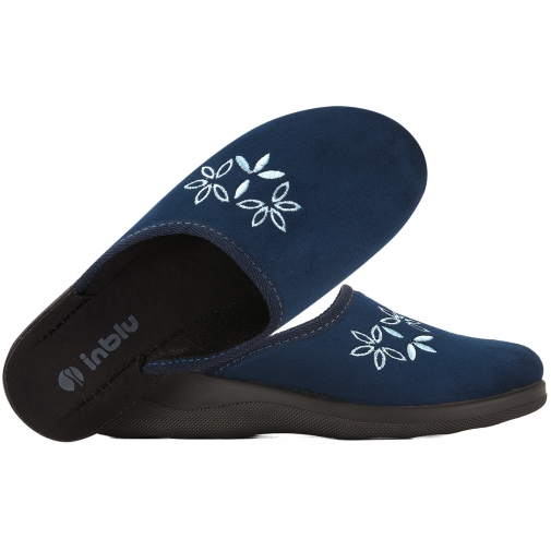 INBLU CU-5H TEKSTYLNE DOMOWE DAMSKIE KAPCIE PAPCIE KLAPKI PU granatowe