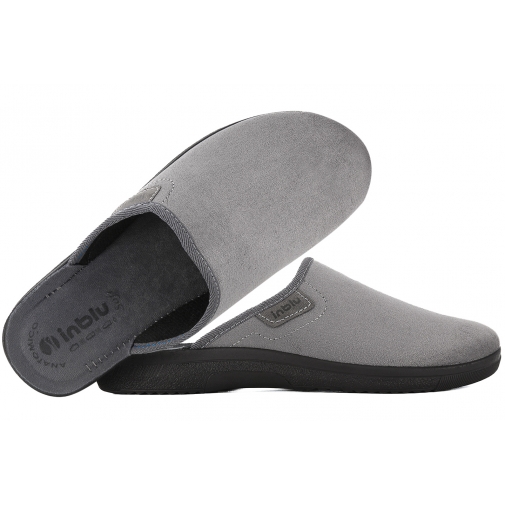 INBLU DG-82U TEKSTYLNE DOMOWE MĘSKIE KAPCIE PAPCIE KLAPKI PU szare
