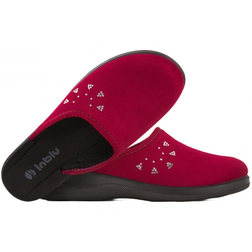 INBLU CU-9H TEKSTYLNE DOMOWE DAMSKIE KAPCIE PAPCIE KLAPKI PU bordowe