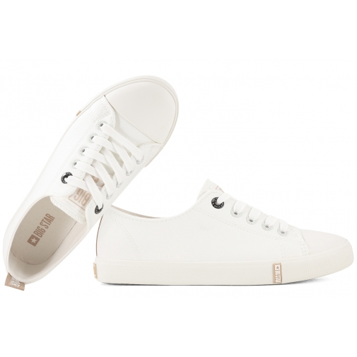 BIG STAR TT274023 PÓŁTRAMPKI DAMSKIE TENISÓWKI PÓŁBUTY EKO białe