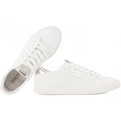 BIG STAR TT274020 AŻUROWE PÓŁTRAMPKI DAMSKIE TENISÓWKI PÓŁBUTY białe