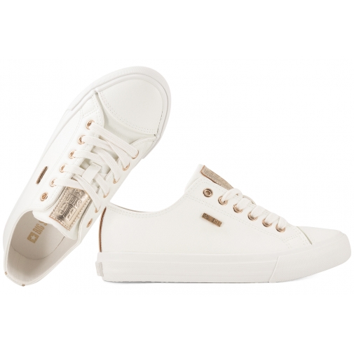 BIG STAR RR274748 PÓŁTRAMPKI DAMSKIE TENISÓWKI PÓŁBUTY EKO białe