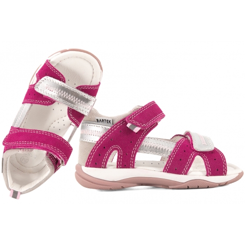 BARTEK 8440985 SANDAŁKI DZIEWCZĘCE SANDAŁY SKÓRZANE fuksja