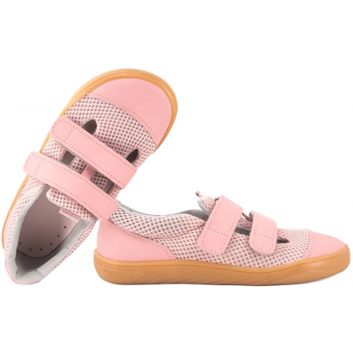 MAZUREK SLIPPER PINK BAREFOOT SKÓRZANO-TEKSTYLNE PÓŁBUTY KAPCIE