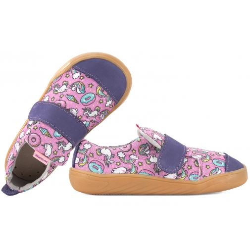 MAZUREK SOFTEX UNICORN BAREFOOT SKÓRZANO-TEKSTYLNE PÓŁBUTY DZIEWCZĘCE KAPCIE