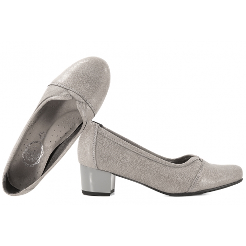 KORZENIOWSKI 2338 SKÓRZANE CZÓŁENKA DAMSKIE PÓŁBUTY NA OBCASIE popiel