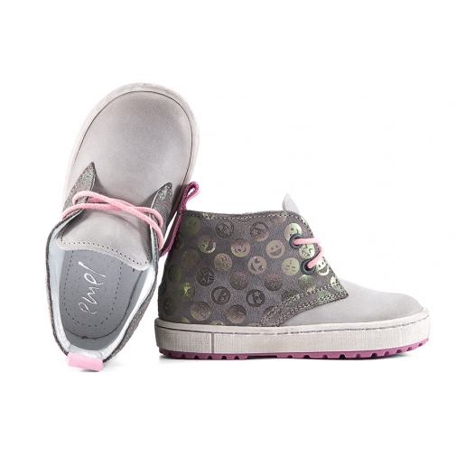 EMEL E2150C-4 TRZEWIKI DZIEWCZĘCE PÓŁBUTY szare