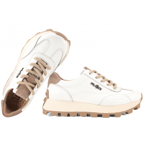 FILIPPO DP7498 PÓŁBUTY DAMSKIE SKÓRZANE SNEAKERSY NA PLATFORMIE białe