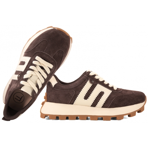 FILIPPO DP6743 PÓŁBUTY SPORTOWE SNEAKERSY NA PLATFORMIE SKÓRZANE brązowe