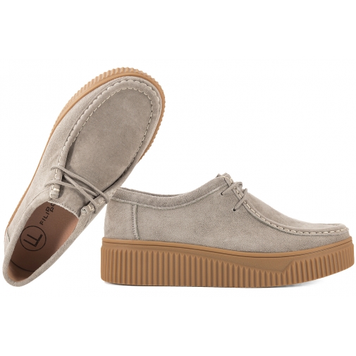 FILIPPO DP7500 ZAMSZOWE PÓŁBUTY SNEAKERSY SKÓRZANE NA PLATFORMIE khaki