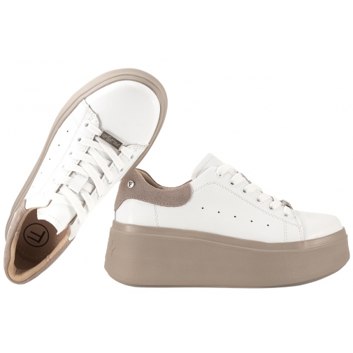 FILIPPO DP7537 PÓŁBUTY SKÓRZANE DAMSKIE SNEAKERSY NA PLATFORMIE białe