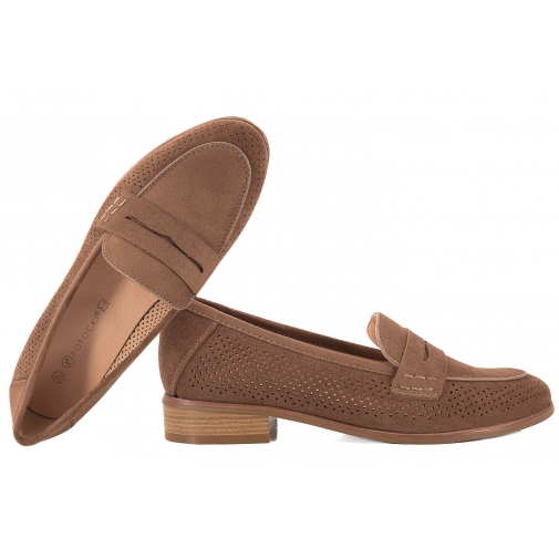 POTOCKI 26-12585KH AŻUROWE PÓŁBUTY DAMSKIE LORDSY brązowe